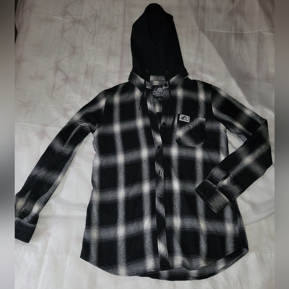 Lurking Class by Sketchy Tank Rose Skull Hooded Flannel Small